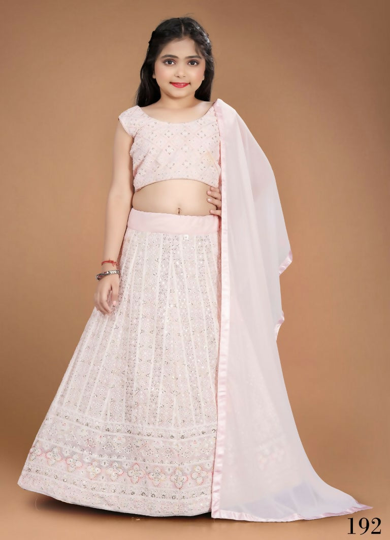 Wedding Designer Light Pink Heavy Fox Georgette Kidswear Lehenga - Aaradhna - Distacart