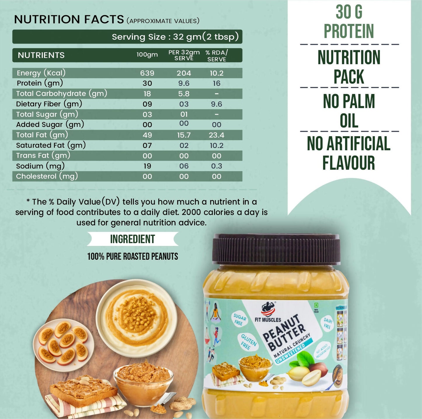 Fit Muscles Natural Crunchy Peanut Butter - Distacart