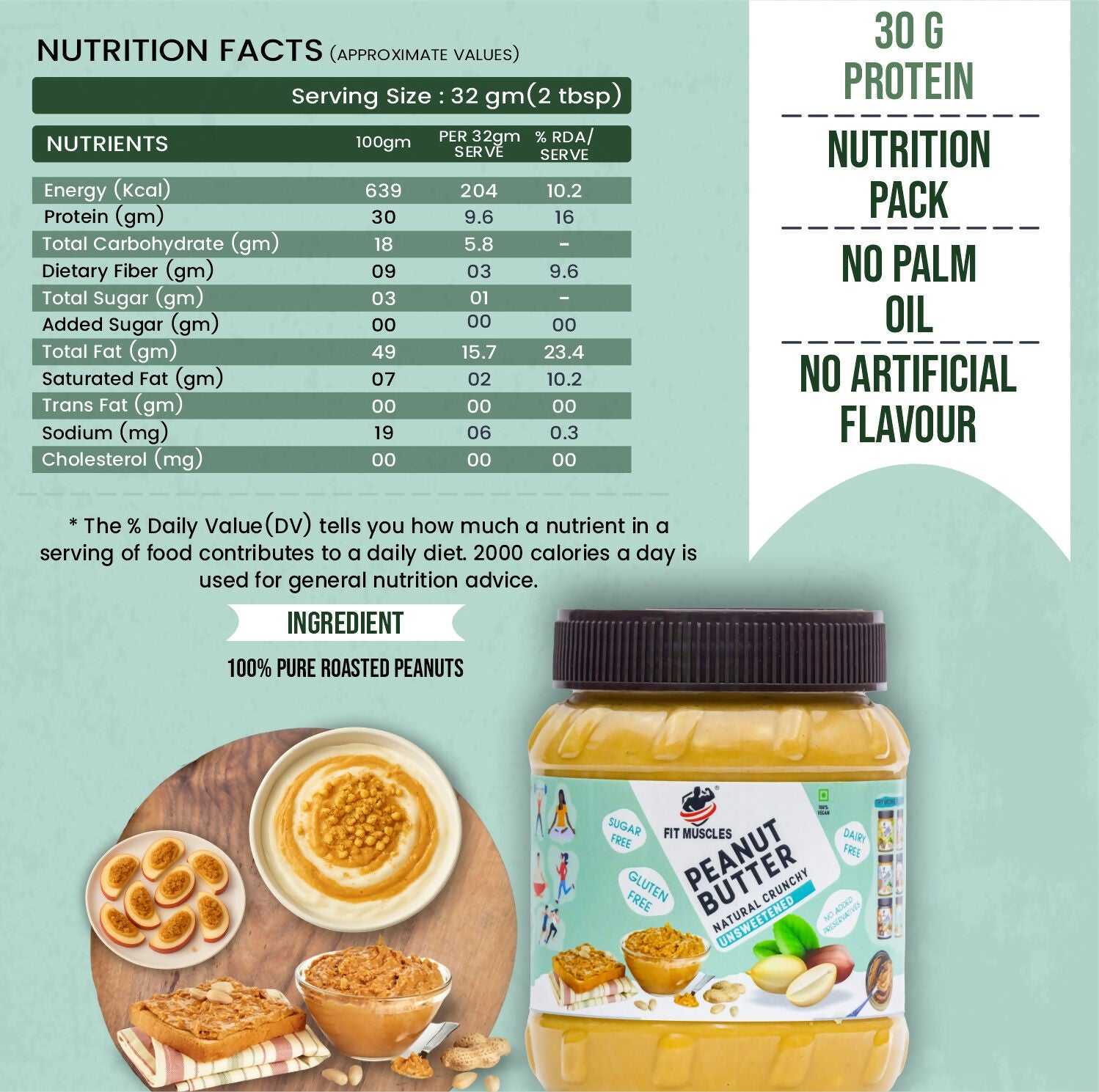 Fit Muscles Natural Crunchy Peanut Butter - Distacart