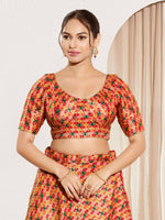 Thumbnail for Joban Fashion Red Jacquard Padded Blouse With Round Neck Elbow Sleeves - Distacart