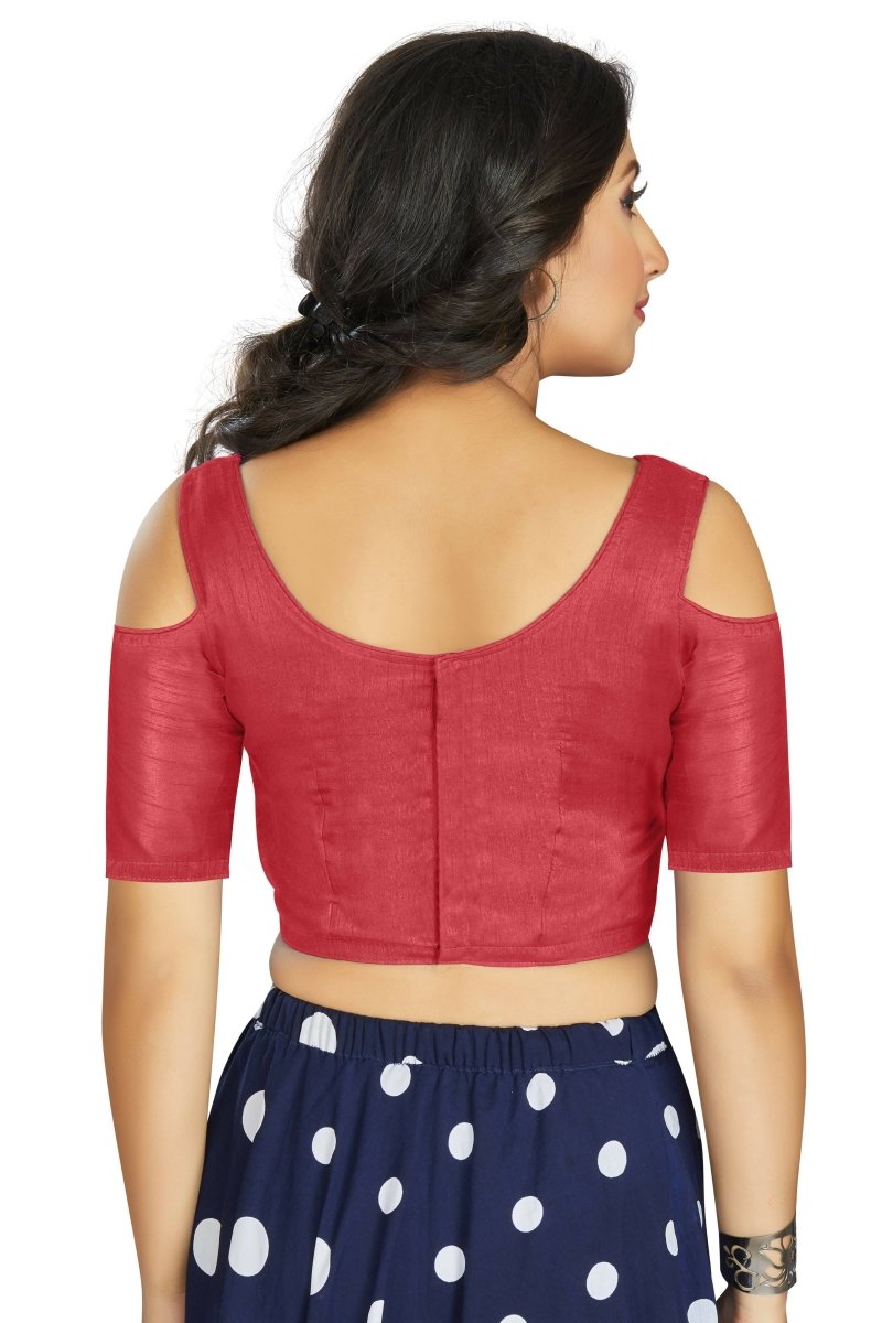 Aastha Fashion Women's Gajri Art Silk Cold Shoulder Sleeve Readymade Blouse - Distacart