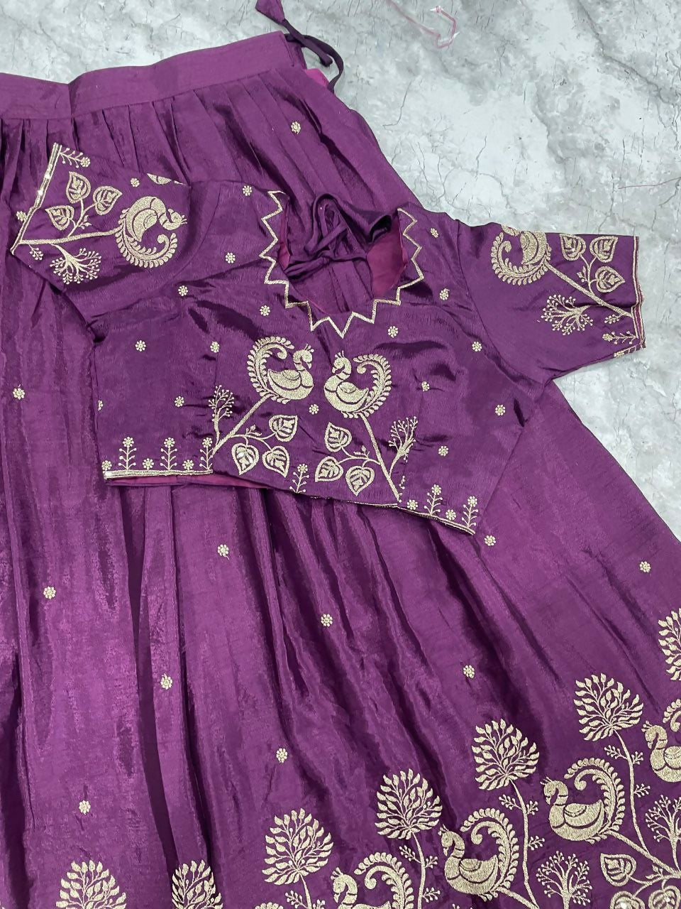 Teeya Creation New Womens Beautiful Fully Stitched Designer Lehenga Choli With Embroidered Dupatta - Wine - Dista
