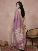Thumbnail for Shree Shyam Fashion Purple Cotton Saree - Distacart