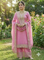 Thumbnail for Teeya Creation Baby Pink Color Fendy Silk Embroidery Work Wedding Wear Salwar Suit - Distacart