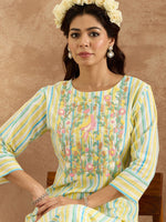 Thumbnail for Indo Era Women Floral Embroidered Regular Thread Work Pure Cotton Kurta with Trousers