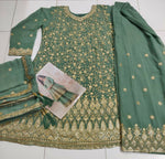 Thumbnail for Anaita Green Heavy Fox Georgette Stitched Suit with Sequence Work - Distacart
