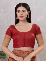 Thumbnail for Joban Fashion Women Silk DARK-MAROON Stitched Blouse - Distacart