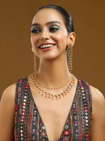 Thumbnail for Ruby Raang Gold Kundan Necklace with Dangler Earrings