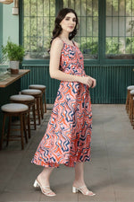 Thumbnail for Souchii Multicolour Abstract Print Fit & Flare Midi Dress
