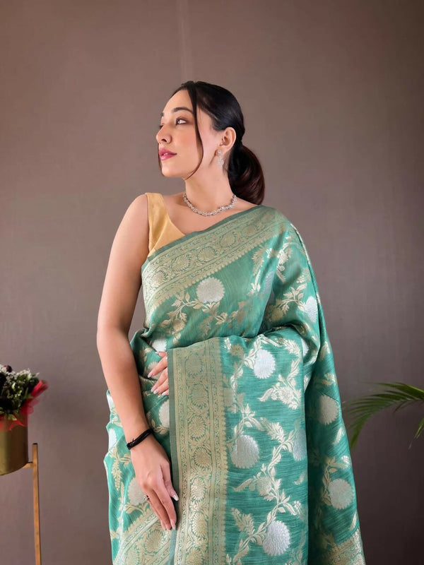 Preksha Creation Banarasi Soft Silk Women Blue Saree - Distacart