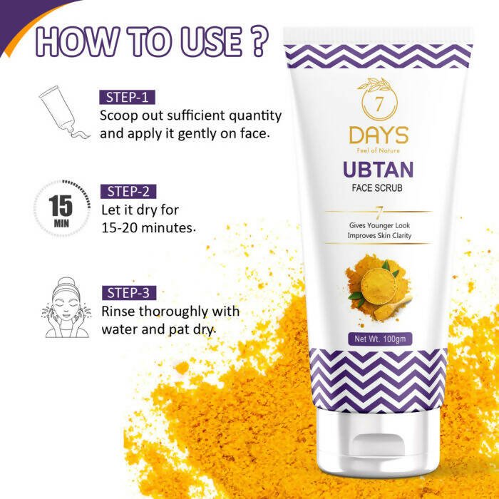 7 Days Ubtan Face Scrub with Turmeric & Walnut - Distacart