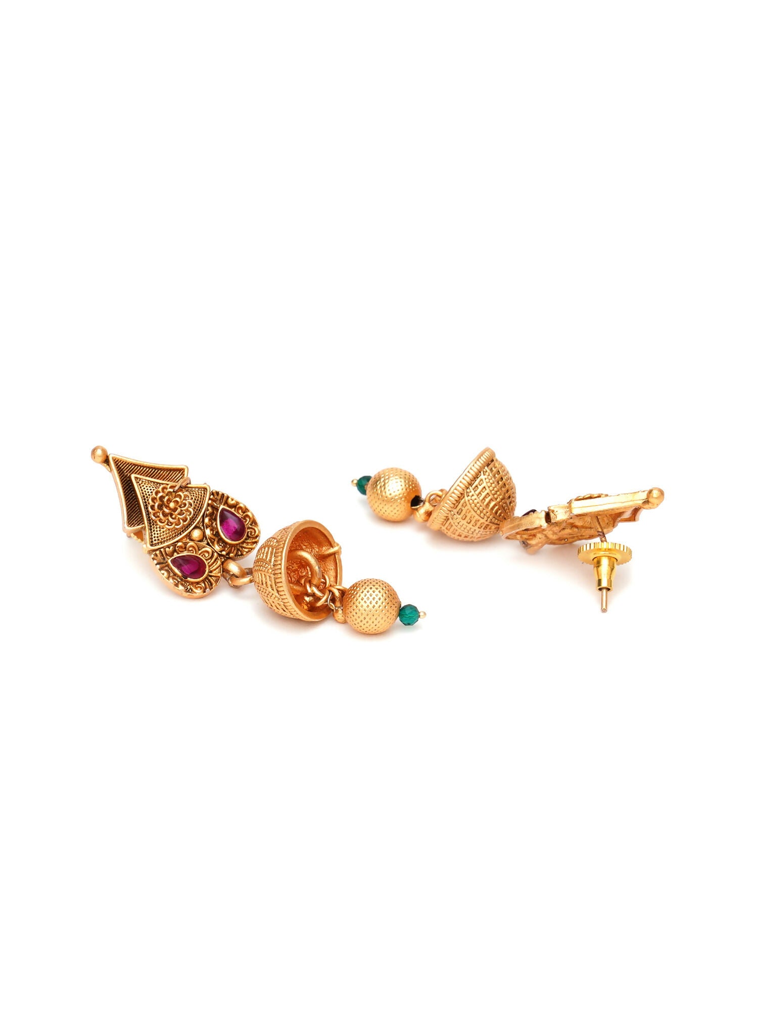 Temple Choker with Matching Jhumki Jewellery Set (Gold) - Ruby Raang - Distacart