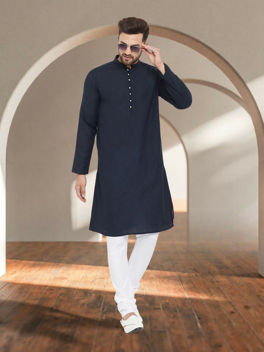 Even Apparels Men's Pure Cotton Navy Kurta - Distacart