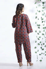 Thumbnail for Breathables Abstract Cotton Co-Ord Set – Red - Dista