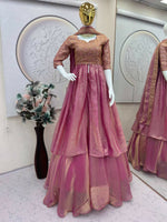 Thumbnail for Teeya Creation Pink Color Fendy Satin Heavy Embroidery Work Wedding Wear Stitched Lehenga Choli - Distacart