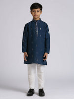 Thumbnail for Joban Fashion Kids Island Traditional Ethnic Wear with Silk Sequence Embroidery Full Sleeves Kurta and Pyjama Set - Blue - Distacart