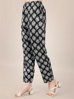 Thumbnail for Jyoti Fashion Women's Black Rayon Print with Embroidery & Fancy Lace Work Kurta with Trouser & Dupatta - Distacart