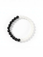 Thumbnail for NVR Unisex Set of 2 Black & White crystal beaded Bracelet - Distacart