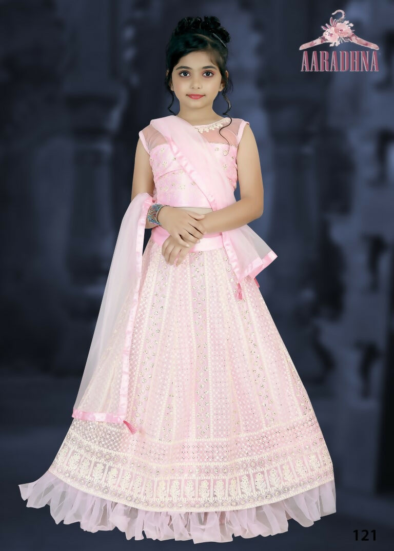 Wedding Designer Dark pink Net Kidswear Lahenga - Aaradhna - Distacart