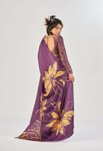 Thumbnail for Vastranavya Wine Satin Silk Elegant Printed Saree with Unstitched Blouse - Distacart