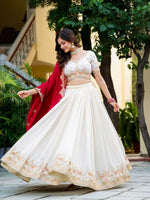 Thumbnail for Lehenga Mart Designer Indian Wedding Lehenga Choli-White - Distacart