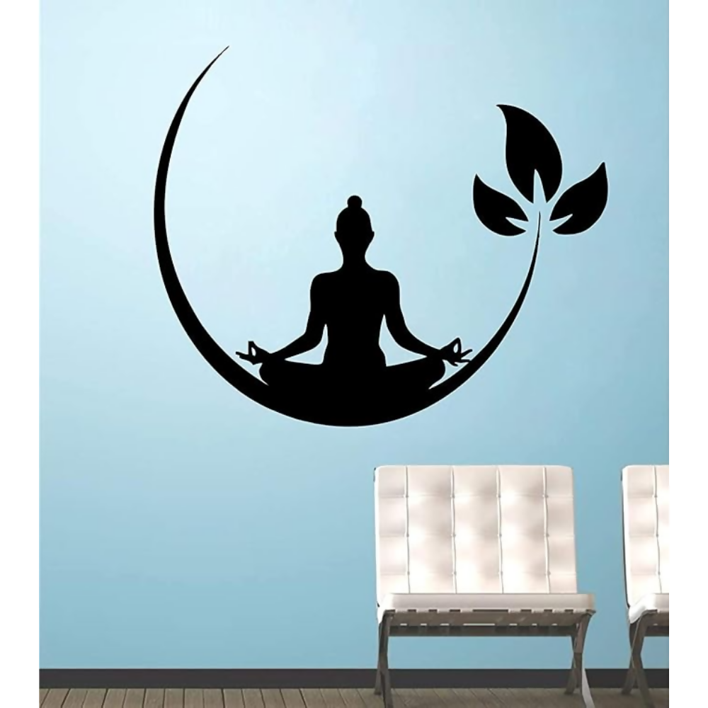 Techgifti Vinyl Religious Meditating Buddha Wall Sticker (117 x 100 cm) - Dista