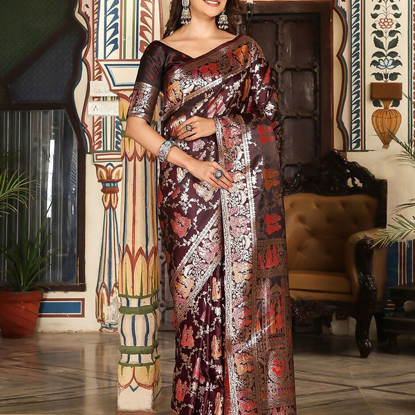 Astita Maroon Silk Saree