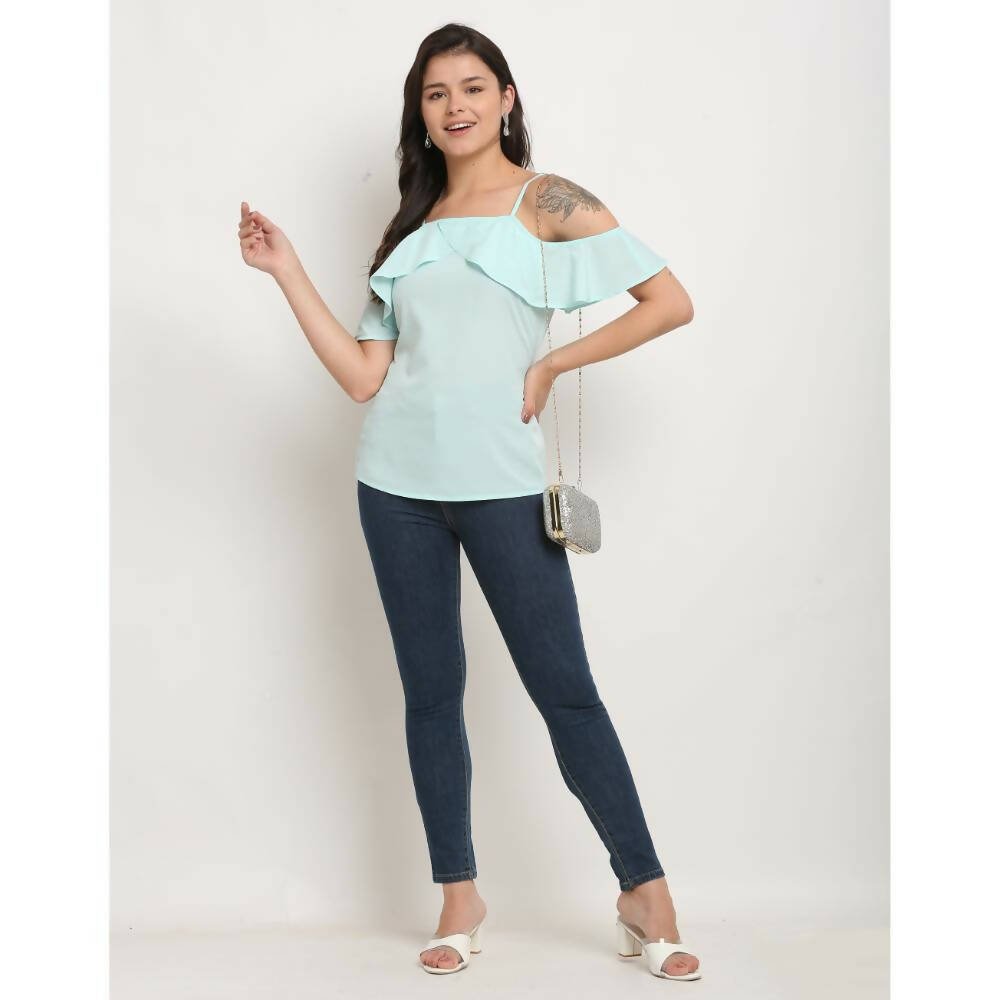Aastha Fashion Women's Mint Green Polyester Solid Casual Top - Distacart