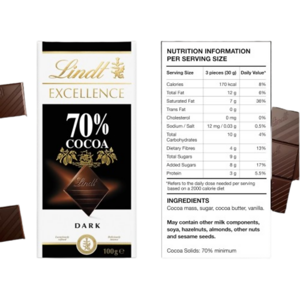 Lindt Excellence 70% Cocoa Dark Chocolate - Dista
