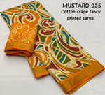 Thumbnail for Mustard Cotton Crepe Batik Print Saree with Unstitched Blouse - Hiral Fashion - Distacart