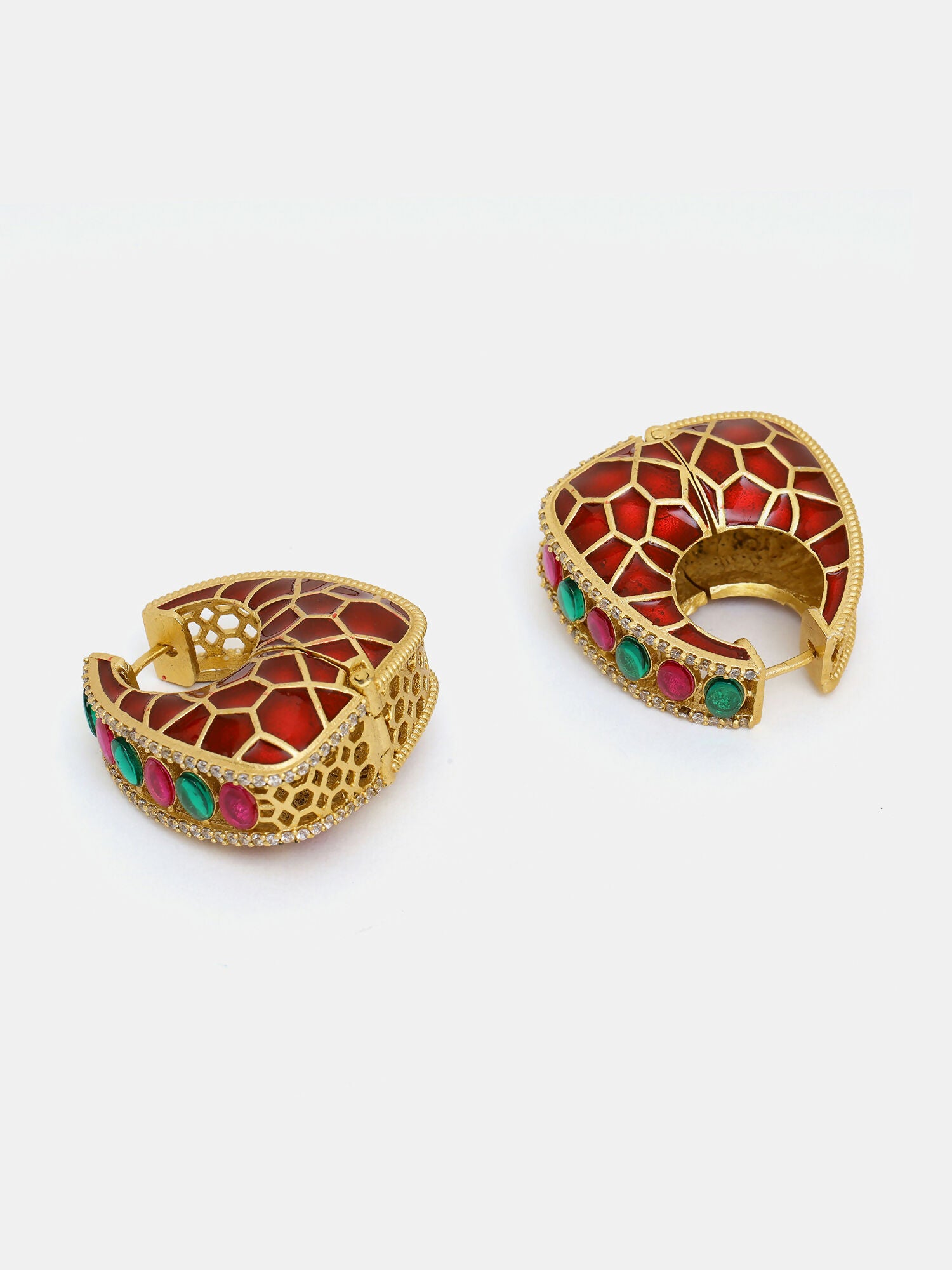 Ruby Raang Gold Polished Kundan Work Multi Loops - Dista