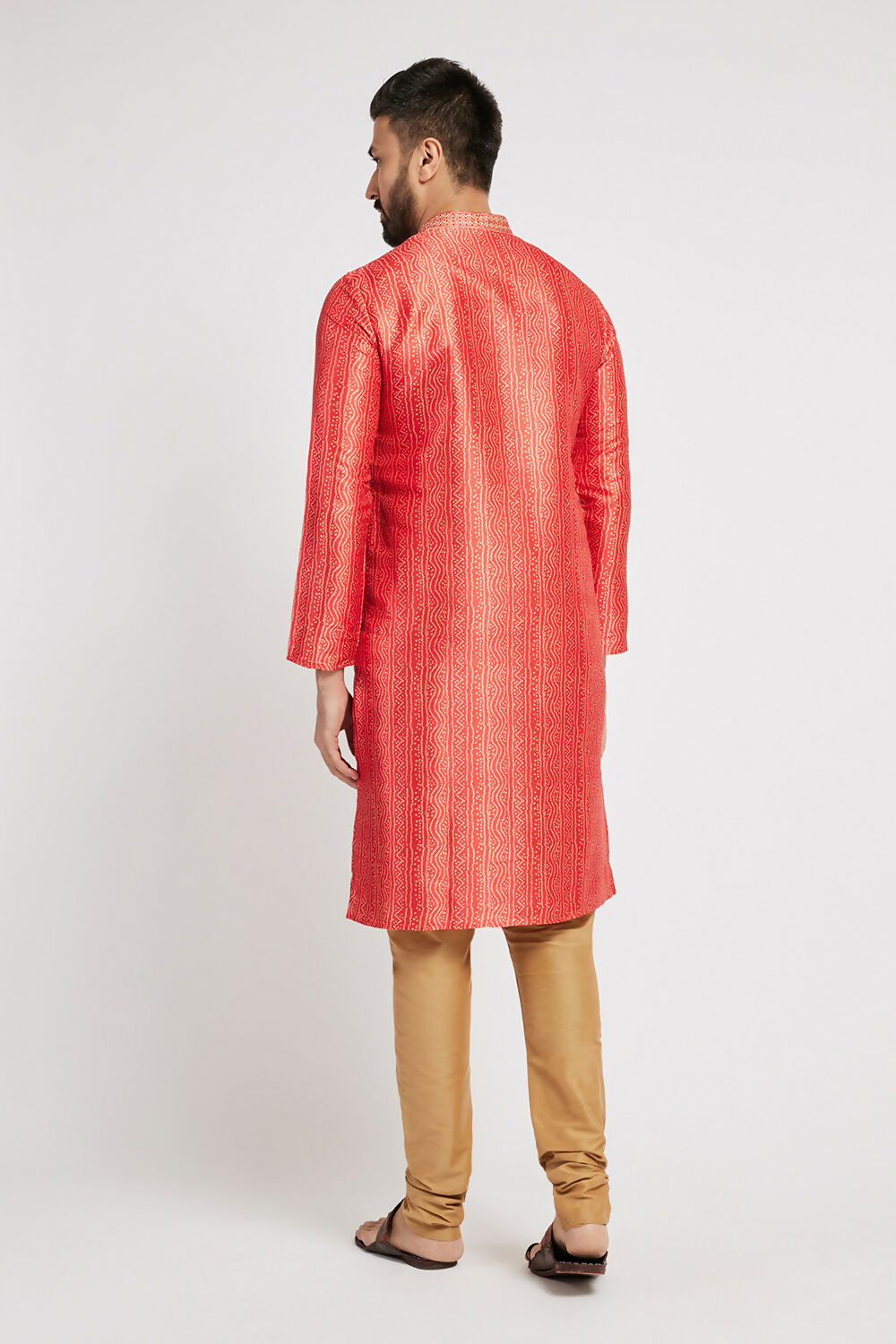 Ethnic India Red Men's Kurta Bandhani Polyester - Distacart