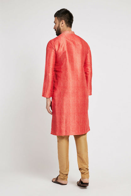 Ethnic India Red Men's Kurta Bandhani Polyester - Distacart