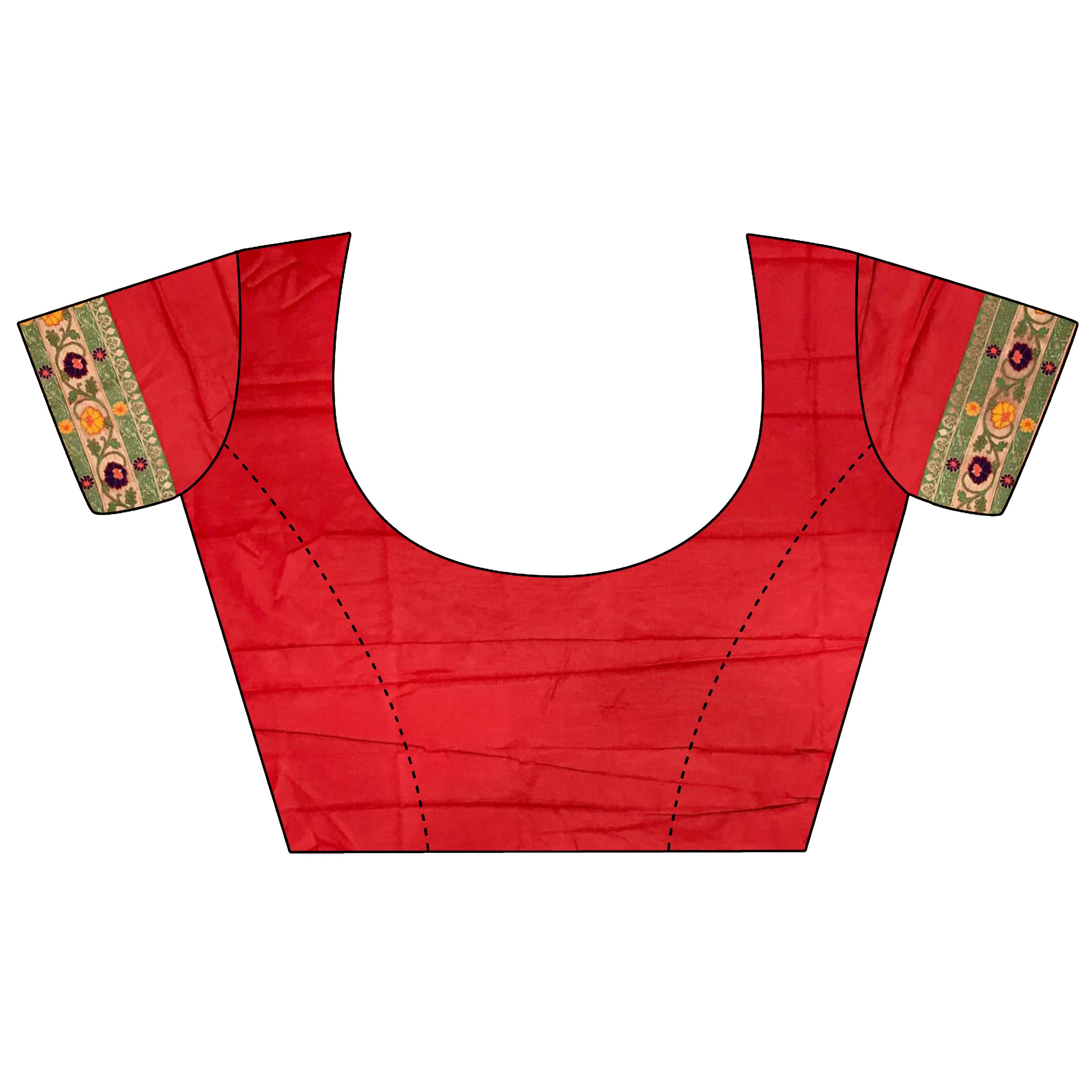 Joban Fashion Red Banarasi Soft Silk Woven Saree