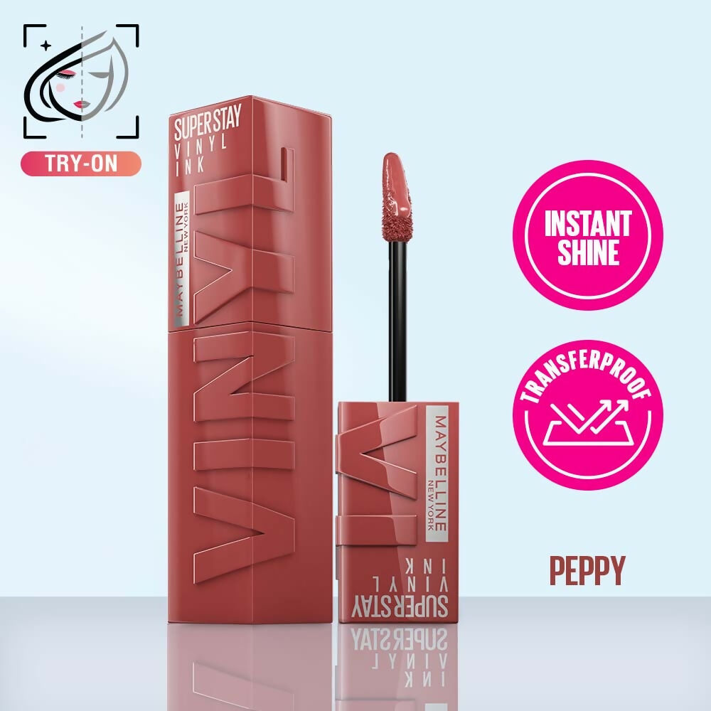 Maybelline New York Super Stay Vinyl Ink Liquid Lipstick, Instant Shine Lasts Up To 16H - Peppy - Distacart