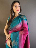 Thumbnail for Mitera Woven Design Zari Tussar Saree