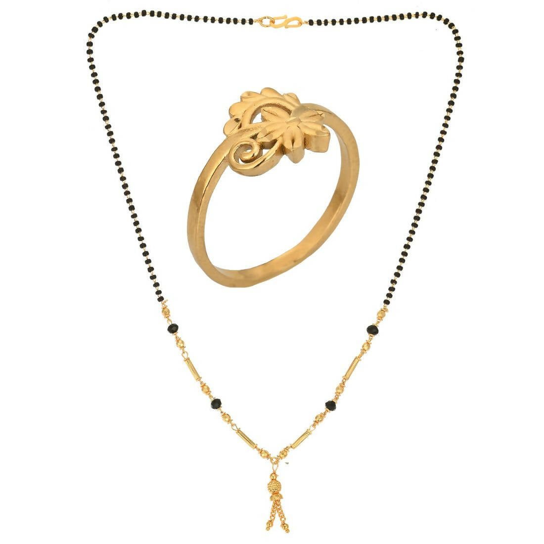 AanyaCentric Gold-plated Mangalsutra & Ring Set - Distacart
