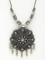 Thumbnail for NVR Women's Silver-Toned Floral Shape Pendant with Chain - Distacart