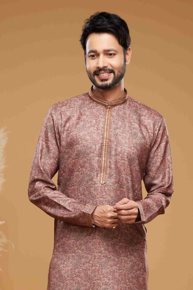 Raivat Ethnic Art Silk Digital Print Pintux Work Kurta Pajama In Onion Pink Colour - Distacart