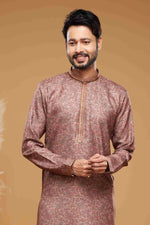 Thumbnail for Raivat Ethnic Art Silk Digital Print Pintux Work Kurta Pajama In Onion Pink Colour - Distacart