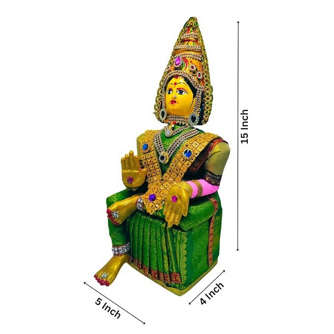 SRI YAGNAA - Varalakshmi Ammavari Decorated Doll - Green - Dista