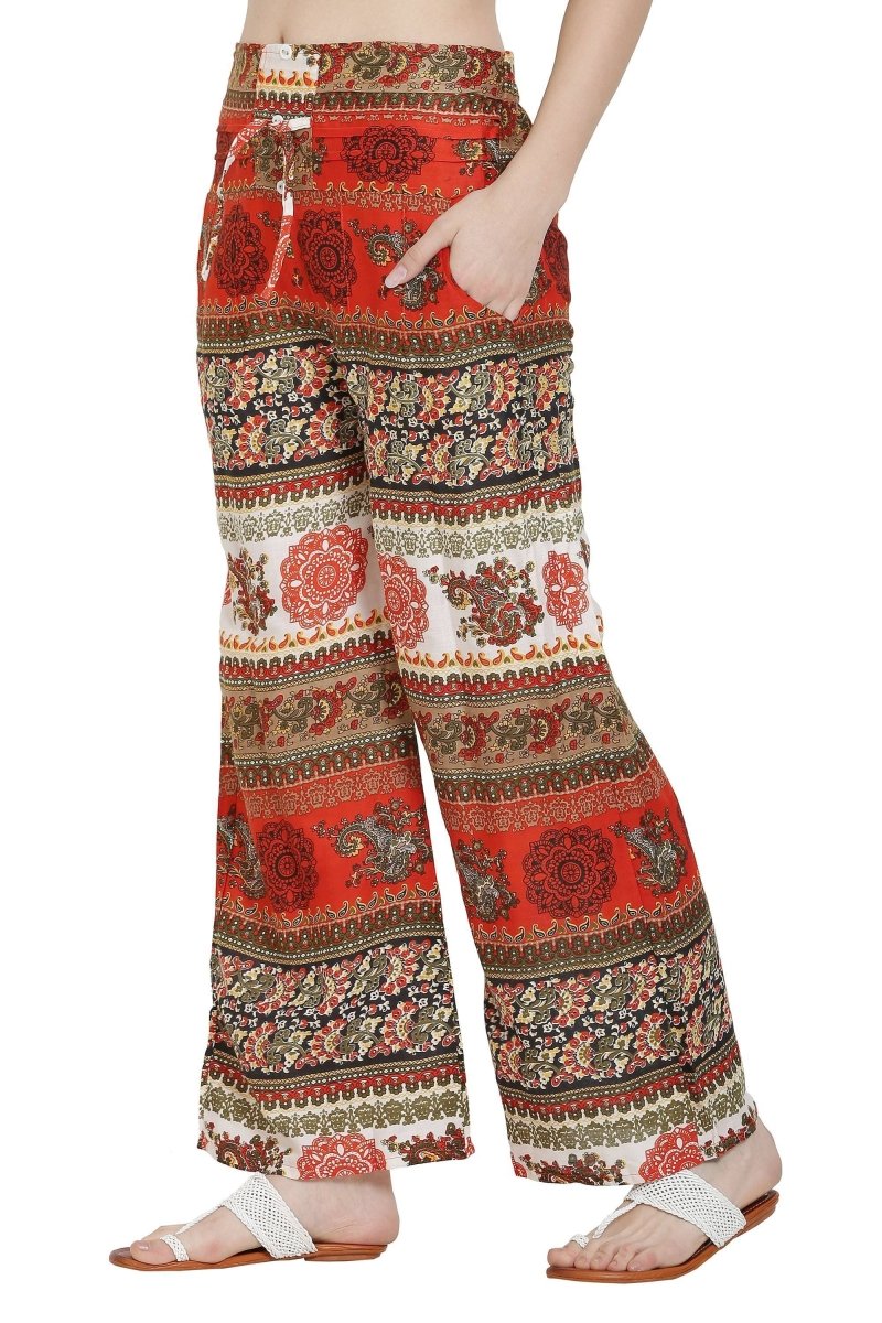 Asmaani Orange Color Mix Print Palazzo