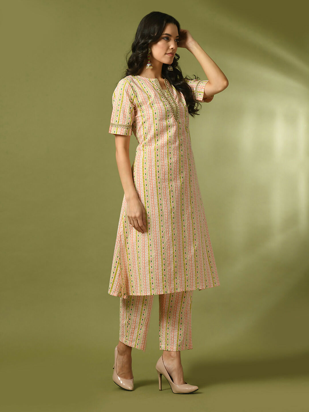 Myshka Women's Multi Printed Cotton Straight Party Kurta Set - Distacart