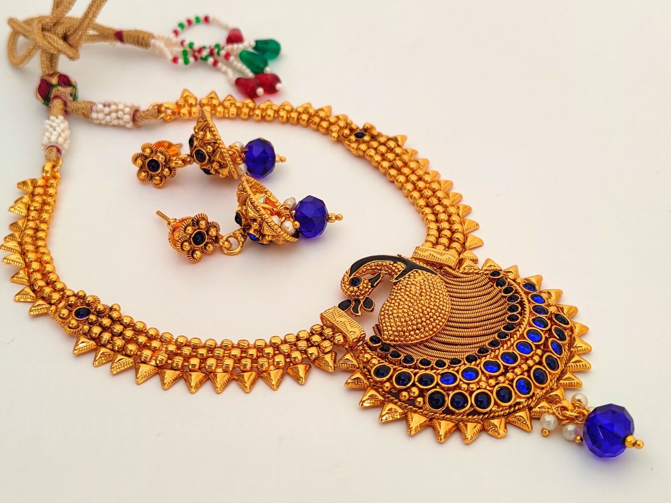 Blue Kemp Peacock Necklace Set - Distacart