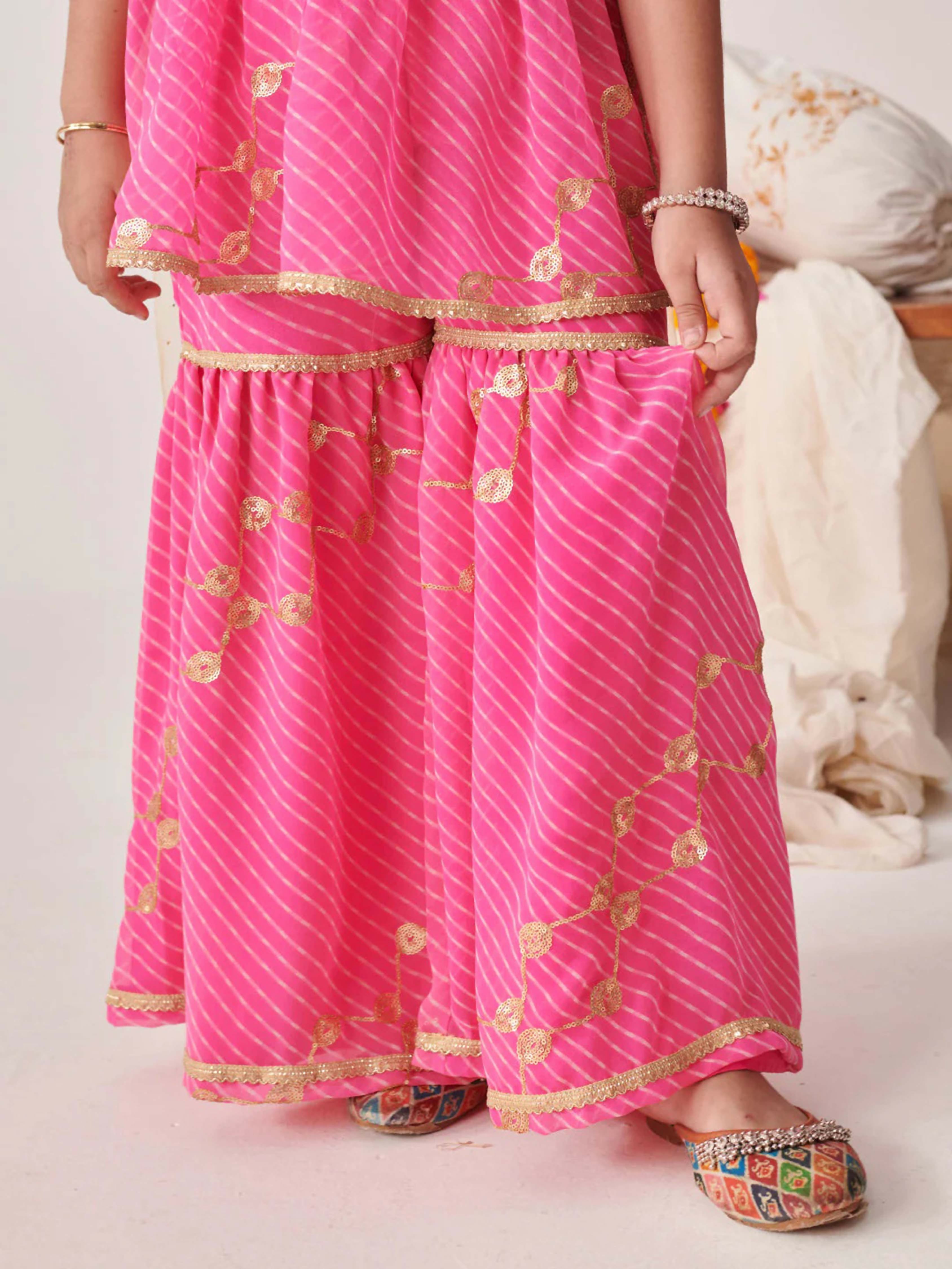 Joban Fashion Girl's Pink Color Sharara Set