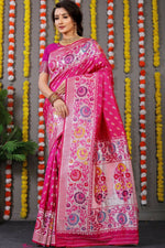 Thumbnail for Jyoti Fashion Women's Rani Pink Banarasi Silk Zari Woven Saree with Blouse - Distacart