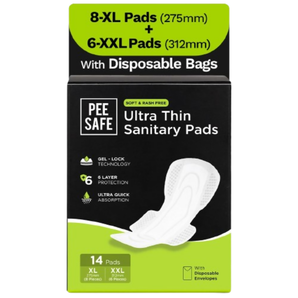 Pee Safe Comfort Ultra Thin Sanitary Pads For Women (14 Pads) - Dista