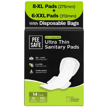 Pee Safe Comfort Ultra Thin Sanitary Pads For Women (14 Pads) - Dista