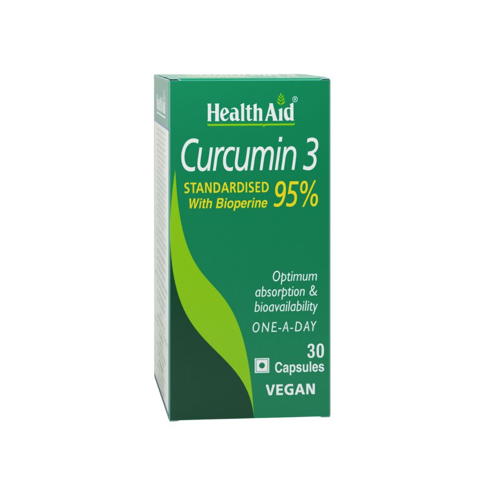 HealthAid Curcumin 3 Standardised with Bioperine 95% Capsules - Distacart