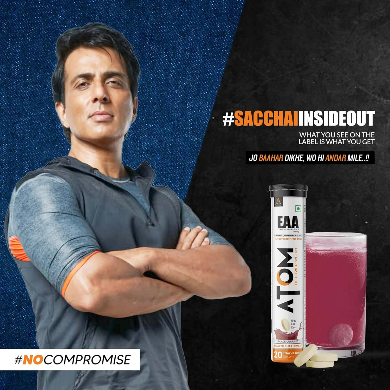 As-It-Is Atom Eaa Effervescent Tablets Black Currant Flavour